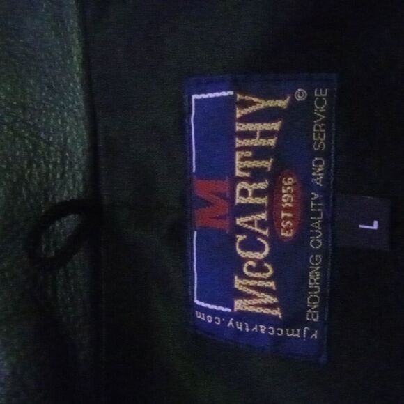 McCarthy St Michael's Leather Jacket L Black Logo - Picture 12 of 12